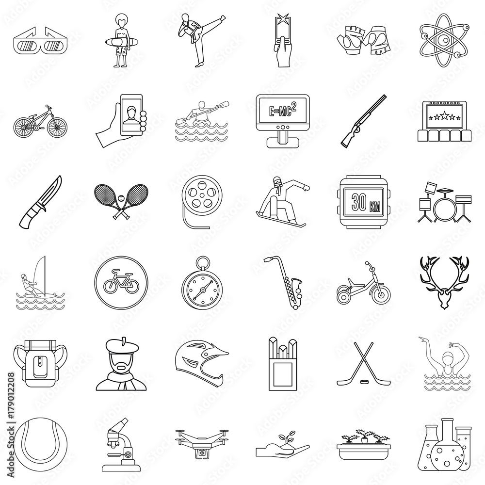Sport icons set, outline style Sport icons set, outline style