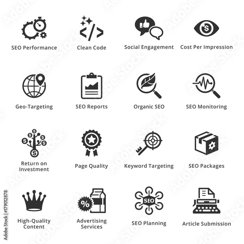 SEO   Internet Marketing Icons Set 4 - Black Series  