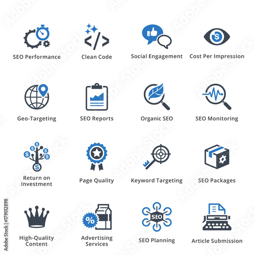 SEO & Internet Marketing Icons Set 4 - Blue Series 