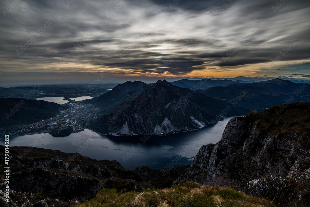 Fototapeta premium panoramic view to Lecco Lake - Lake Como district Lombardy Italy