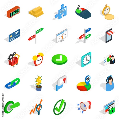 Index icons set, isometric style