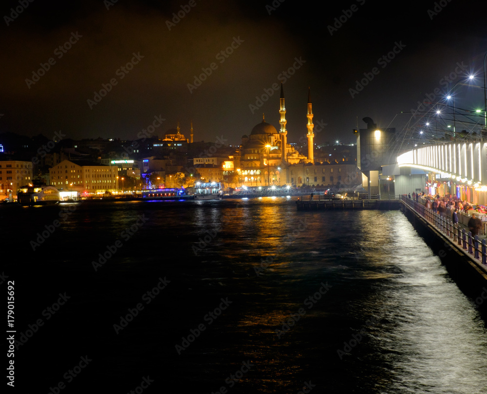 Night view of the Bosphorus Strait