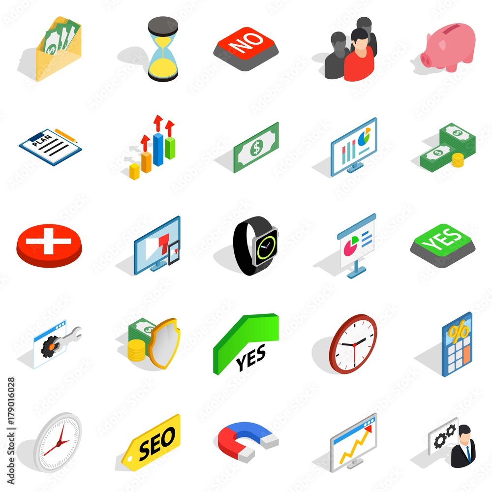 Transaction icons set, isometric style Transaction icons set, isometric style