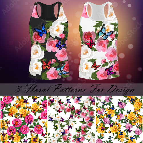 T-shirt with an trendy rose and butterfly design