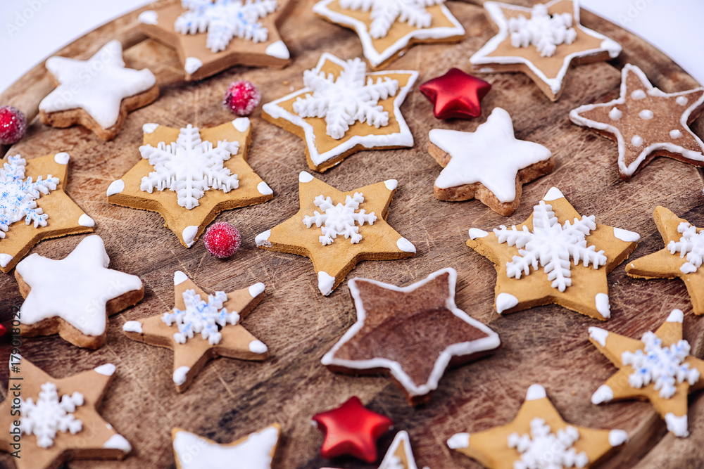 christmas cookies on a plate isolated on a white background christmas cookies on a plate isolated on a white background