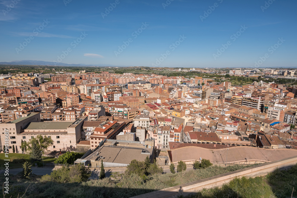 Aerial view of Lerida cityscape, Catalonia, Spain.