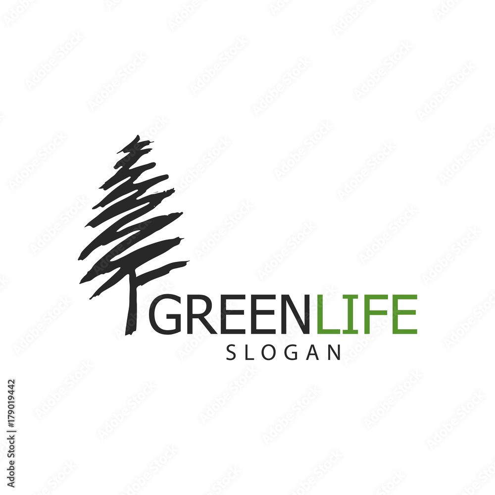 Vector illustration of tree logo or icon. Design template, badges, labels and logotype for business