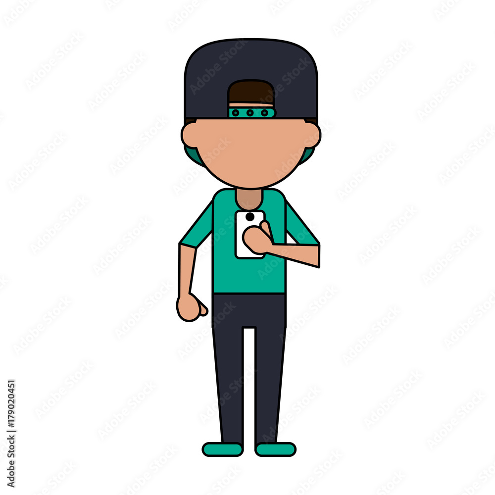 man avatar with cap using cellphone icon image vector illustration design man avatar with cap using cellphone icon image vector illustration design