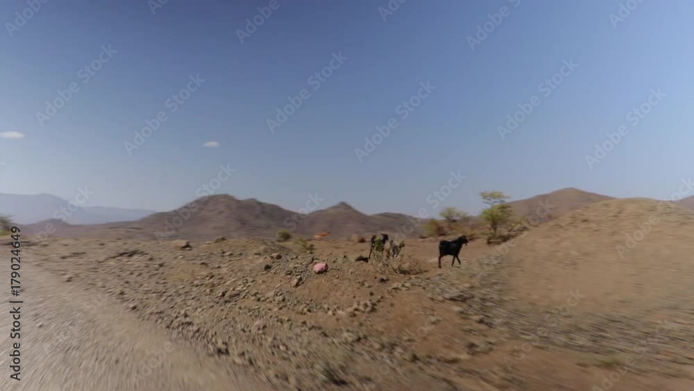 Driving shot en route Lalibela airport to the town, Ethiopia Driving shot en route Lalibela airport to the town, Ethiopia