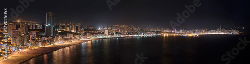 Night Panorama of Benidorm city skyline, in Alicante province, Spain. © herraez