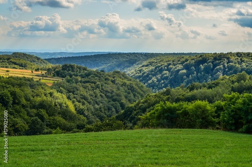 Summer hills landscape. Beautiful green Jurassic hills in Poland.