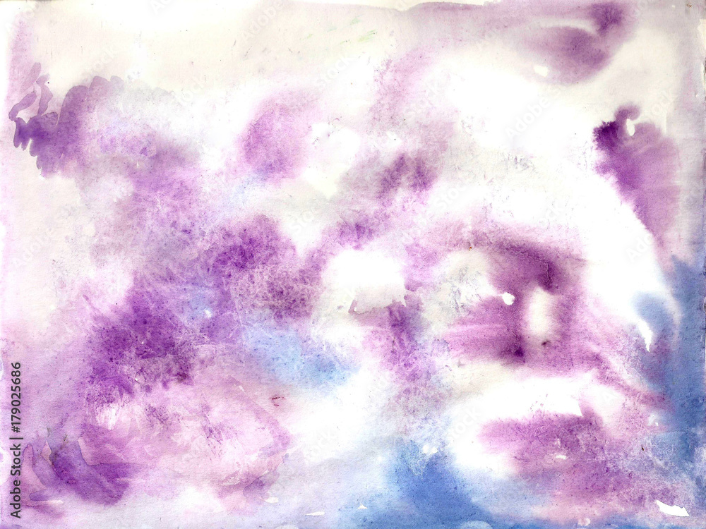Watercolor wet blue and violet background