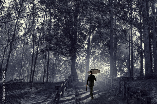 Man in summer forest. Mixed media © Sergey Nivens
