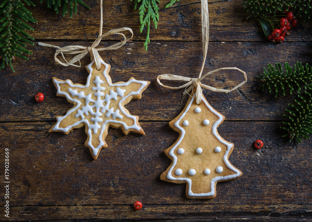 Various cookies for children with Christmas symbols in their environment. Various cookies for children with Christmas symbols in their environment.