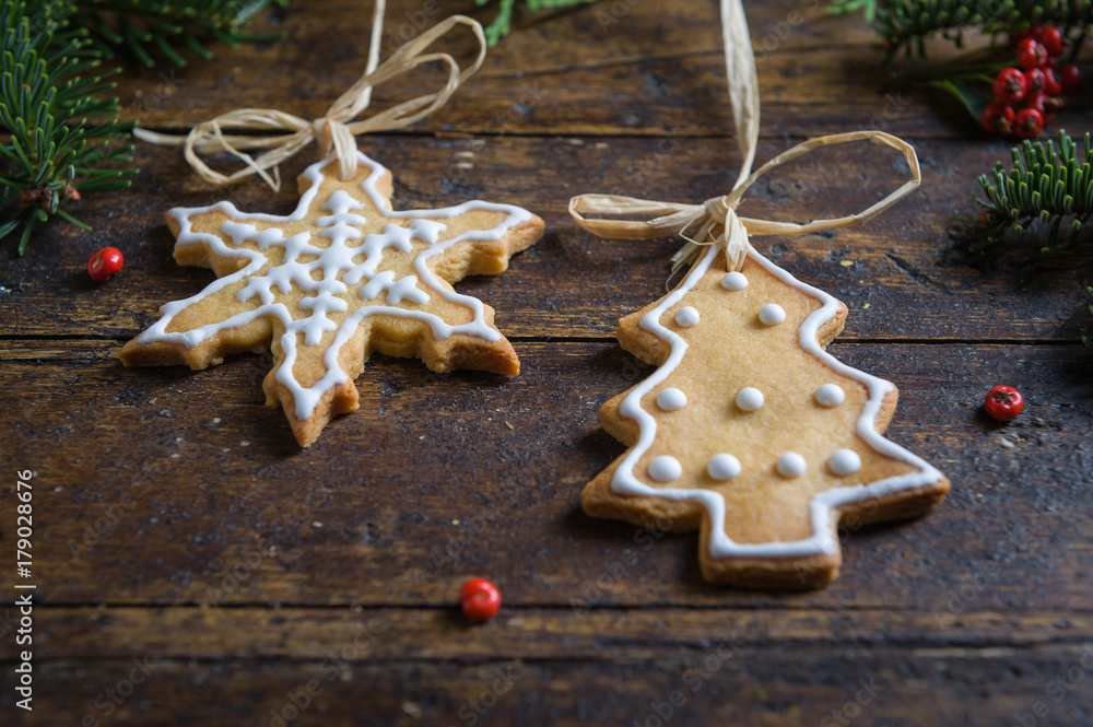 Various cookies for children with Christmas symbols in their environment. Various cookies for children with Christmas symbols in their environment.