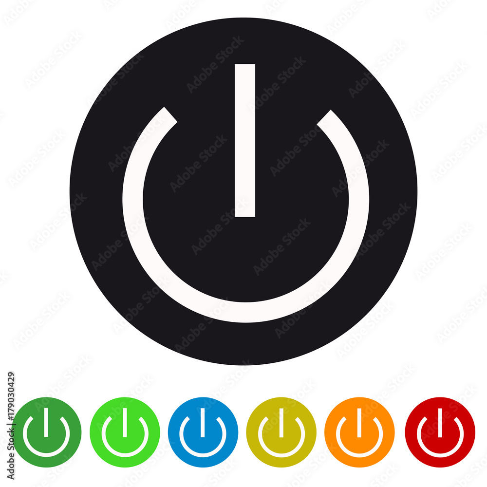 Power button flat icon for apps and websites Power button flat icon for apps and websites