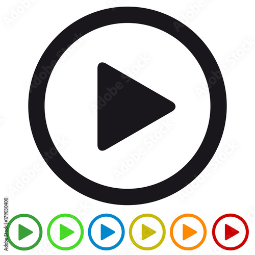 Video media play button flat icon for apps and websites