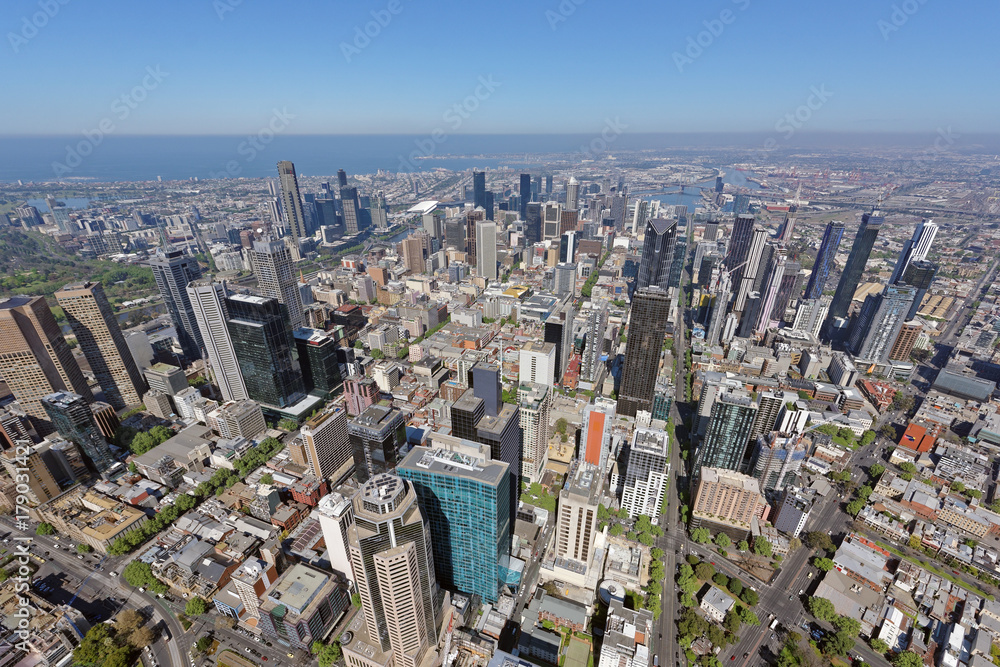 Aerial view of Melbourne CBD viewed from the north-east