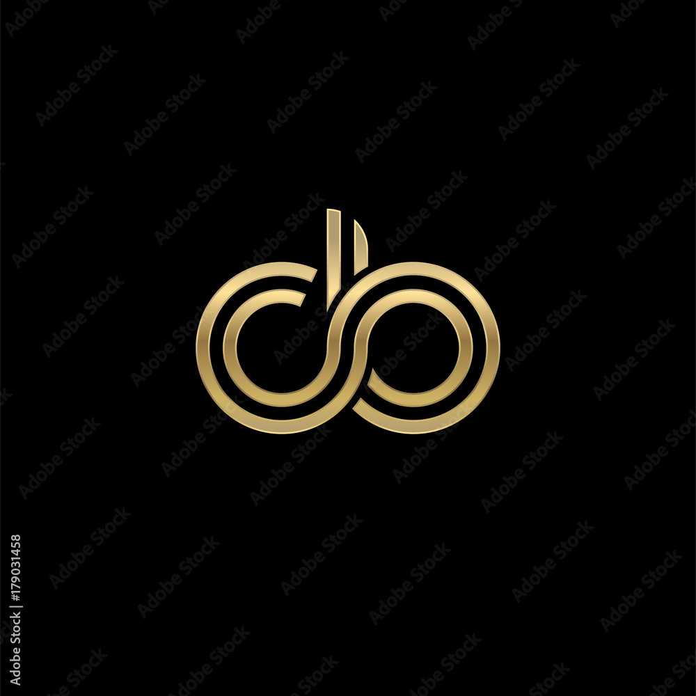 Initial lowercase letter cb, linked outline rounded logo, elegant golden color on black background Initial lowercase letter cb, linked outline rounded logo, elegant golden color on black background