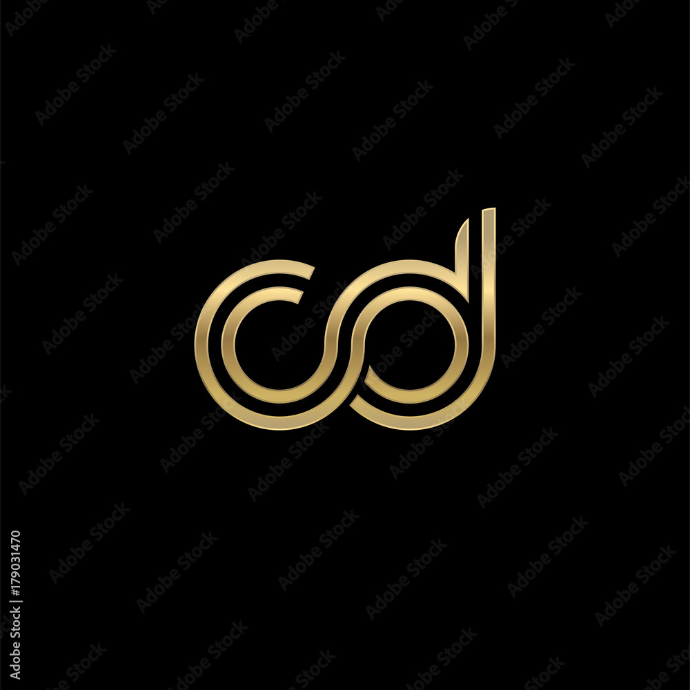 Initial lowercase letter cd, linked outline rounded logo, elegant golden color on black background Initial lowercase letter cd, linked outline rounded logo, elegant golden color on black background