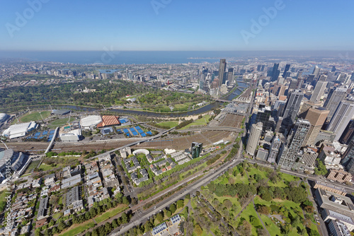 Aerial view of Jolimont, looking south-west to Kings Domain
