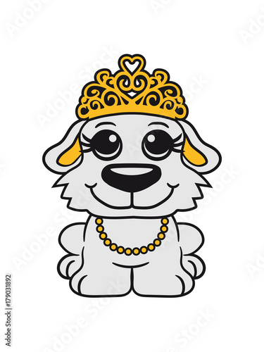 tiger bär königin prinzessin krone schön hübsch frau weiblich girl sitzen klein kind warten gehorsam lustig hund welpe süß niedlich haustier comic cartoon