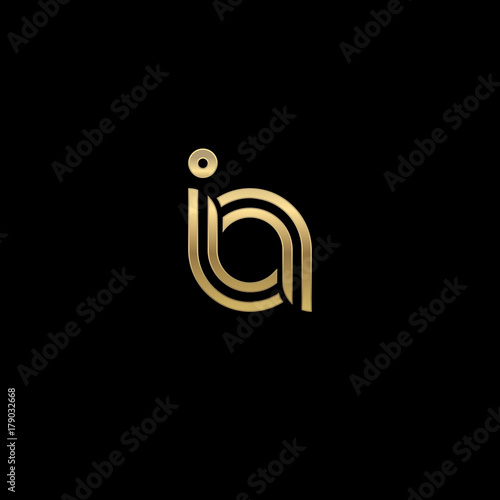 Fényképezés Initial lowercase letter ia, linked outline rounded logo, elegant golden color o