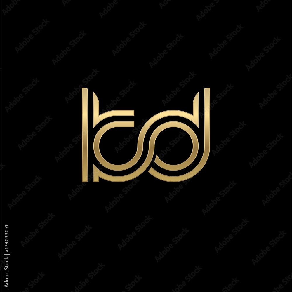 Initial lowercase letter kd, linked outline rounded logo, elegant golden color on black background Initial lowercase letter kd, linked outline rounded logo, elegant golden color on black background