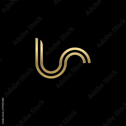 Initial lowercase letter lr, linked outline rounded logo, elegant golden color on black background