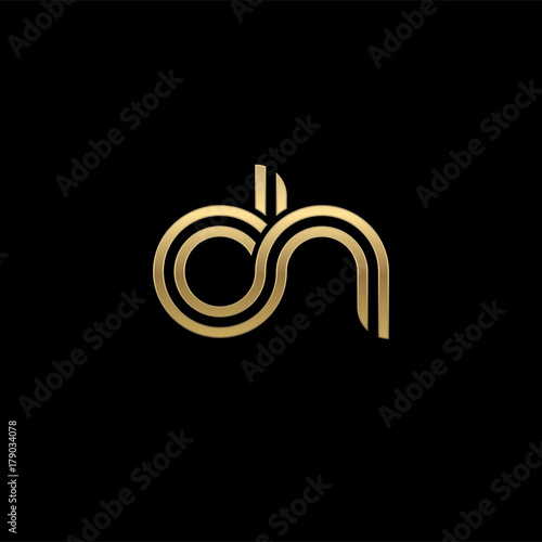 Initial lowercase letter oh, linked outline rounded logo, elegant golden color on black background