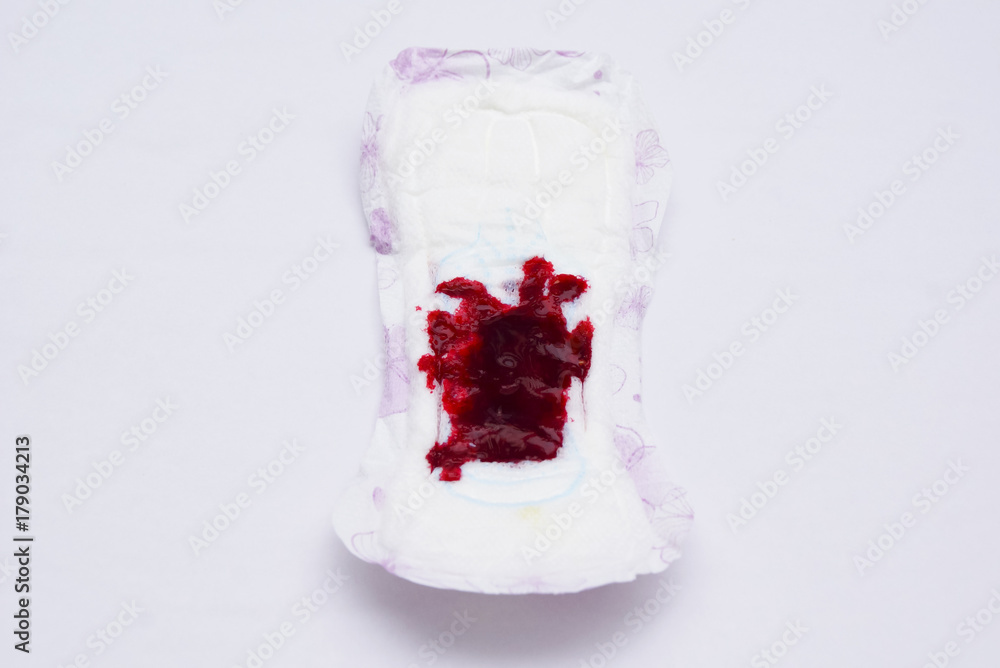 Menstrual Blood On Sanitary Pad Stock Photo