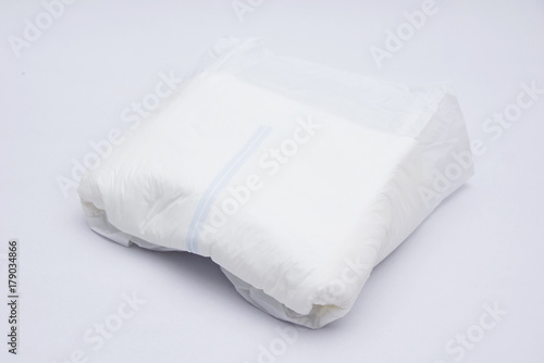 Adult Disposable Diapers Over White Background