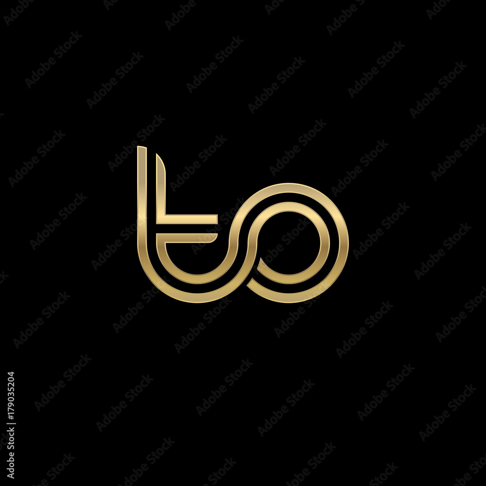 Initial lowercase letter to, linked outline rounded logo, elegant golden color on black background Initial lowercase letter to, linked outline rounded logo, elegant golden color on black background