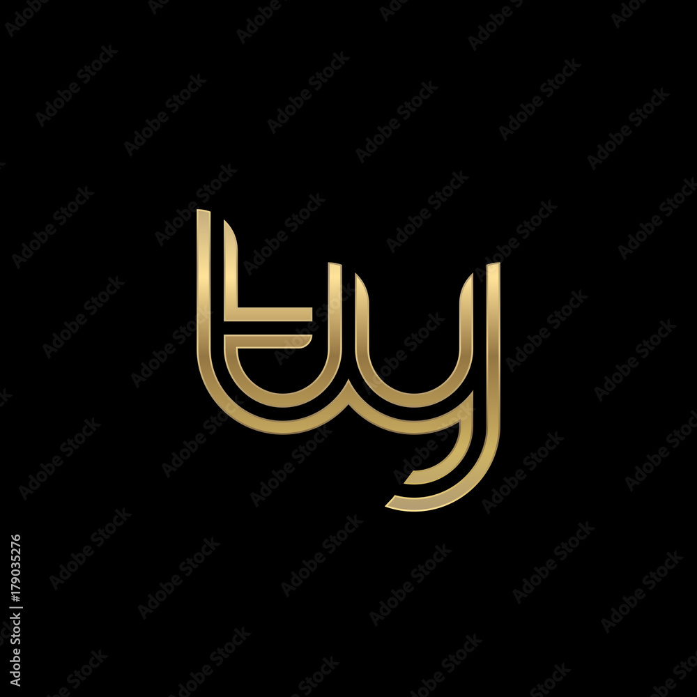 Initial lowercase letter ty, linked outline rounded logo, elegant golden color on black background Initial lowercase letter ty, linked outline rounded logo, elegant golden color on black background