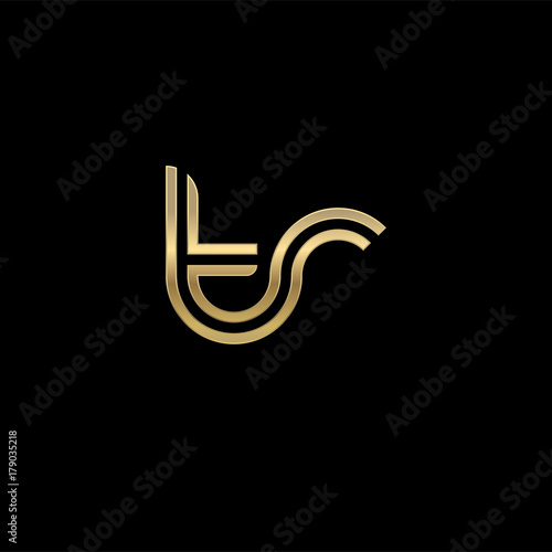 Initial lowercase letter tr, linked outline rounded logo, elegant golden color on black background