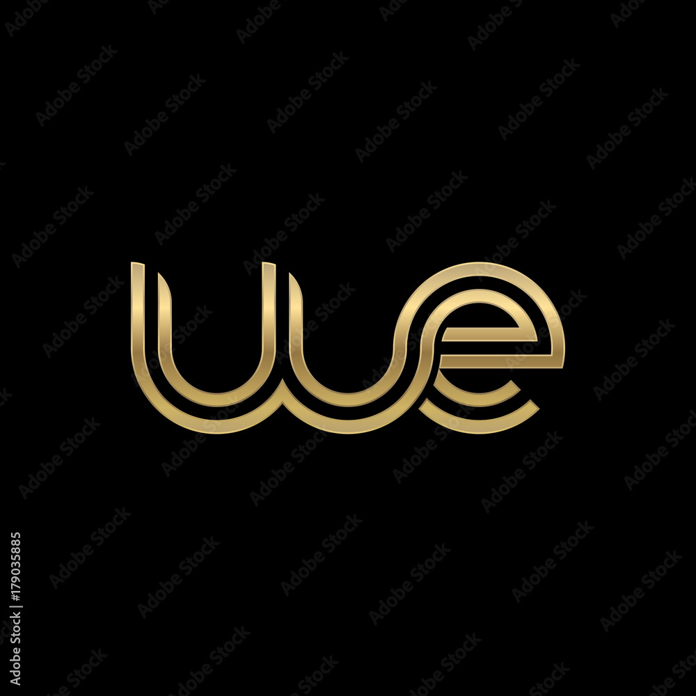Initial lowercase letter we, linked outline rounded logo, elegant ...