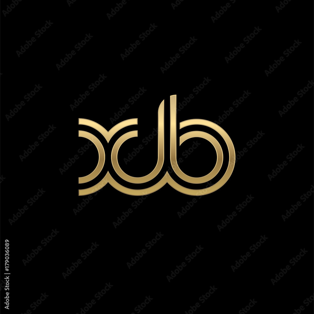 Initial lowercase letter xb, linked outline rounded logo, elegant golden color on black background Initial lowercase letter xb, linked outline rounded logo, elegant golden color on black background