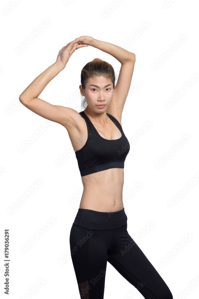 Growth portrait of fitness woman in sportswear. Growth portrait of fitness woman in sportswear.