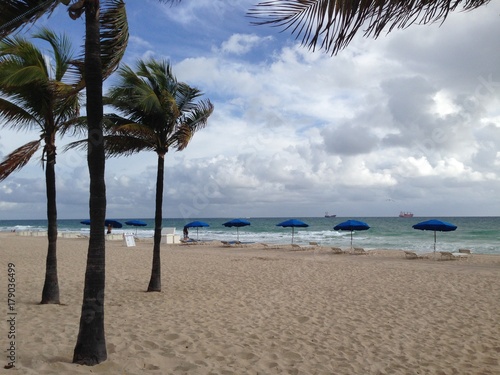Blue Umbrellas Along Fort Lauderdale Beach in Fort Lauderdale  Florida