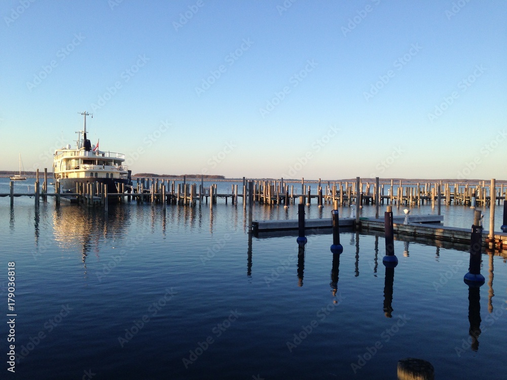 A Boat Docked at Sag Harbor, Long Island, New York