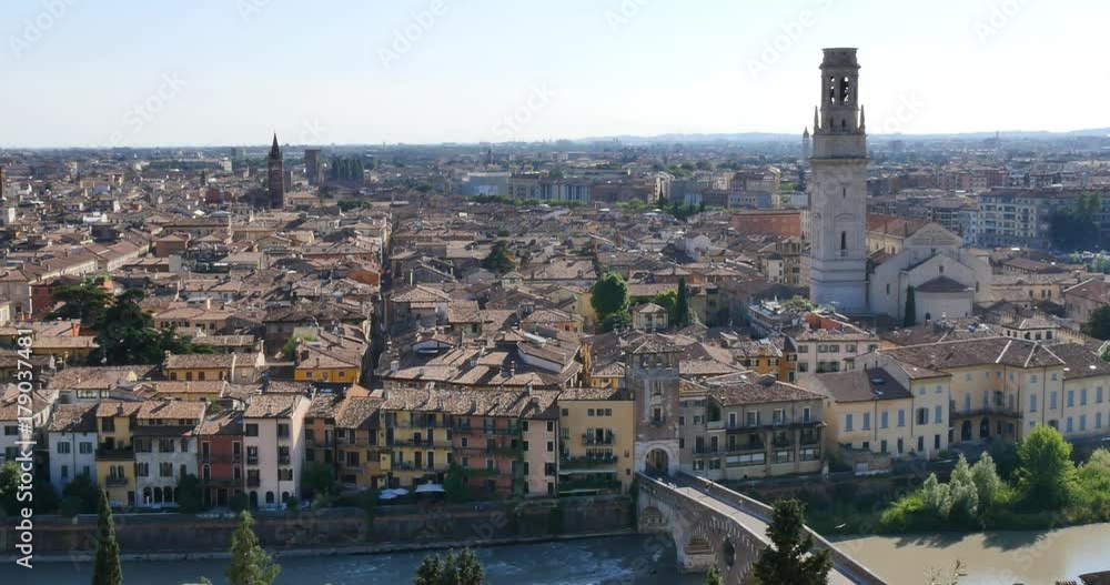 Wide shot Verona city on Adige river in Veneto, Italy Wide shot Verona city on Adige river in Veneto, Italy