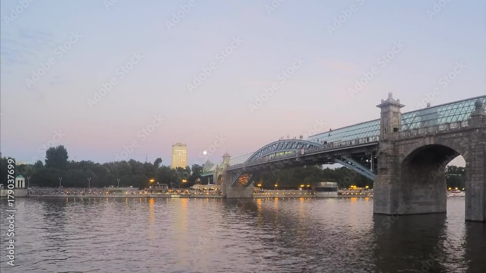 bridge of glass and stone in summer evening timelapse bridge of glass and stone in summer evening timelapse
