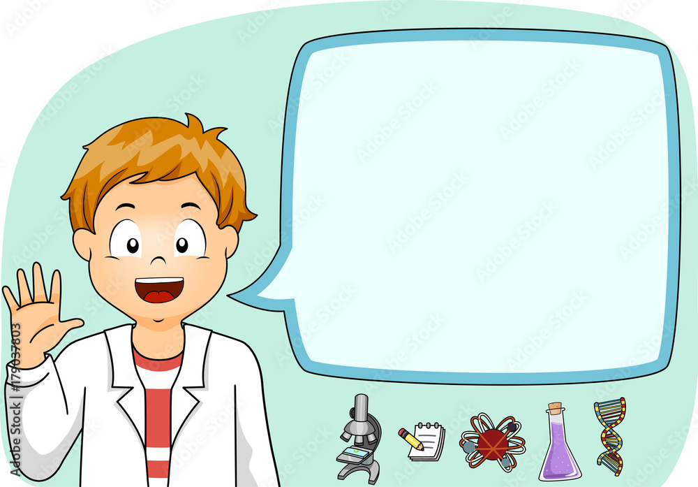 Kid Boy Scientist Speech Bubble Illustration Kid Boy Scientist Speech Bubble Illustration
