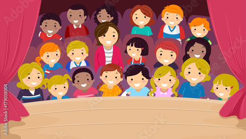 Stickman Kids Family Theater Audience Illustration