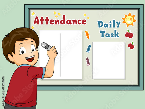 Kid Boy Write Classroom Boa...