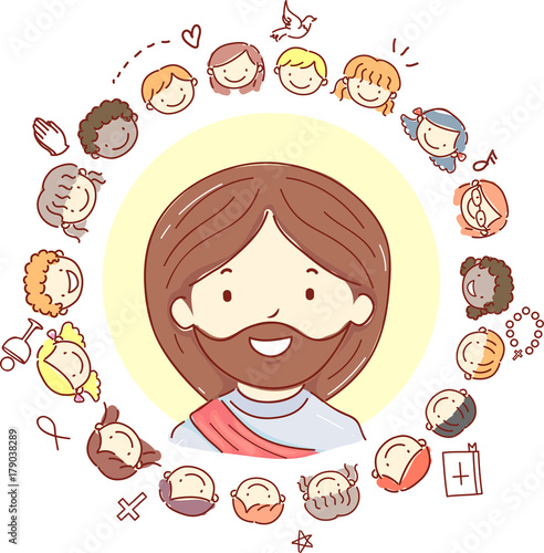 Stickman Kids with Jesus Christ