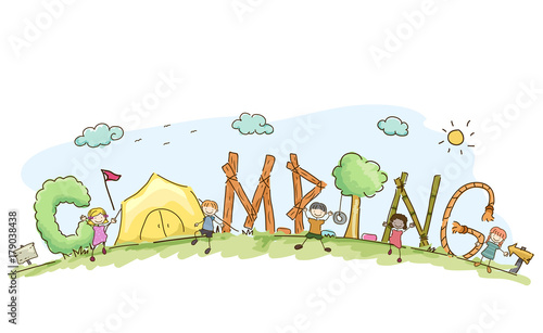 Stickman Kids Camping Lette...