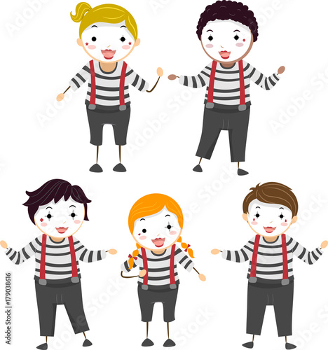 Stickman Kids Mime Poses Illustration