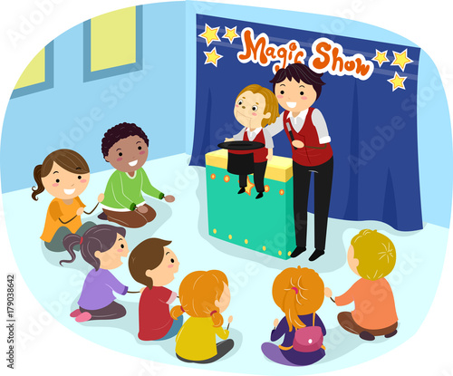 Stickman Kids Ventriloquist Indoor Illustration