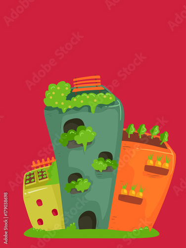 Building Garden Illustration